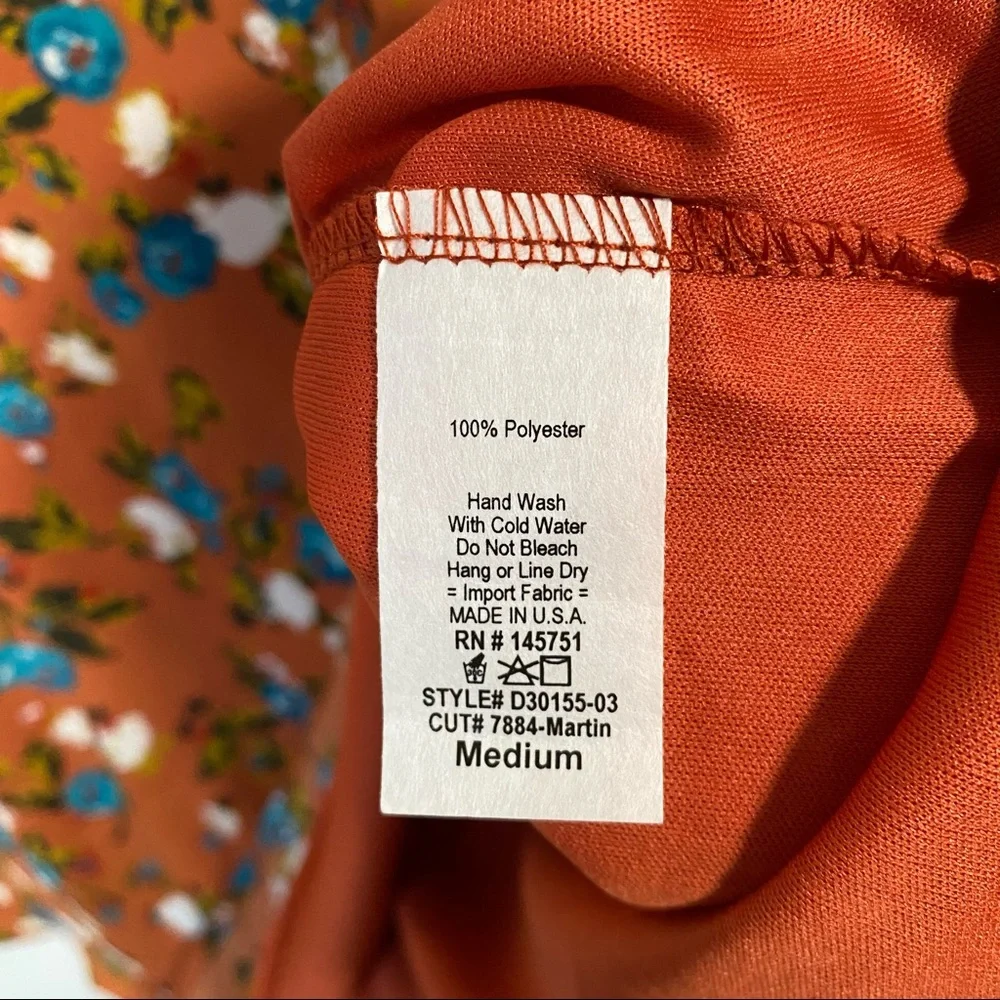 Pinkblush Rust Floral Printed V-Neck Chiffon Maternity Dress NWT Size Medium - Picture 10 of 11